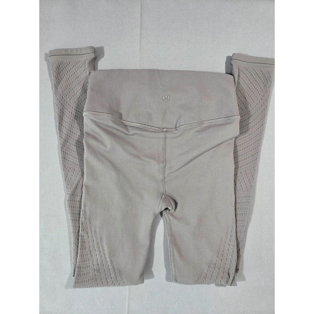 Lululemon Leggings Womens 4 Gray Mesh Reveal Running Mindful Motion Pants Active - Picture 4 of 10